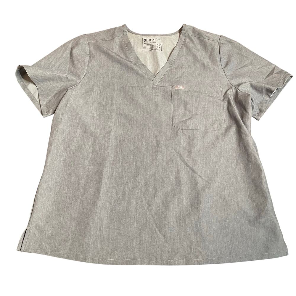 FIGS Technical Collection Womens XXL Heather‎ Grey V-Neck Scrub Top One Pocket